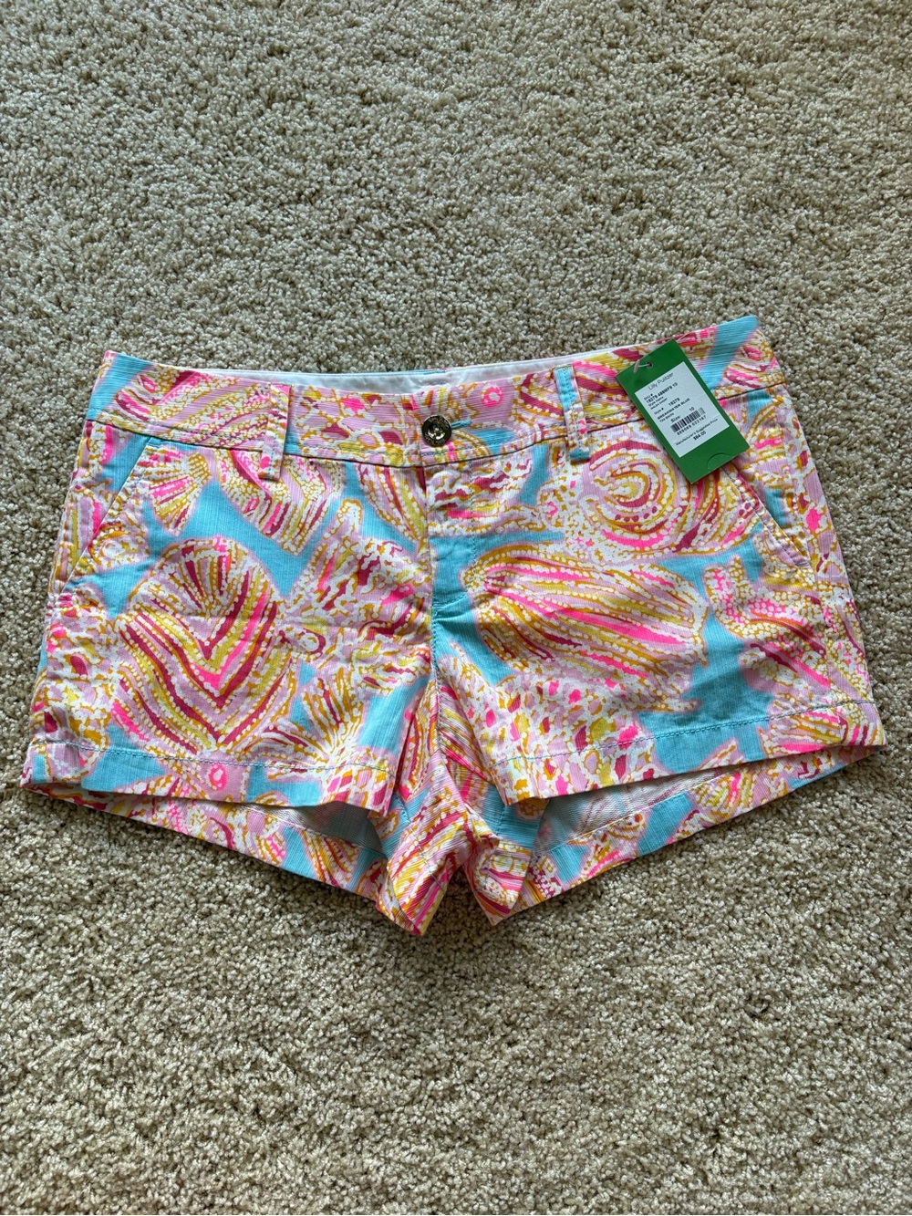 NWT Lilly Pulitzer Walsh Shorts Breakwater Blue Tini Bikini Seashell Pink 10